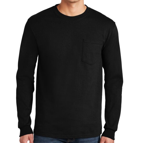 Gildan - Ultra Cotton ® 100% Cotton Long Sleeve T Shirt with Pocket Thumbnail