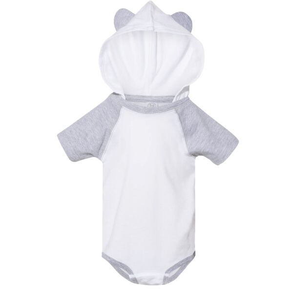 Fine Jersey Infant Short Sleeve Raglan Bodysuit with Hood & Ears Thumbnail